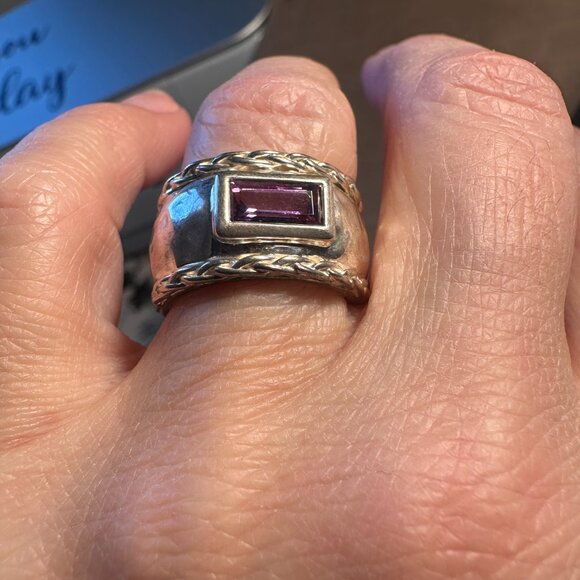 Vintage Art Deco Ornate Solid Stunning Statement Ring 925 Amethyst Citrine - Picture 2 of 16